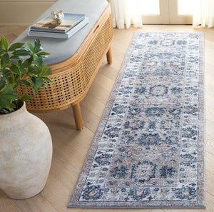 Safavieh Parker Blue-Grey Ivory Runner 2X7ft — Low Pile Turkish Power-Loomed Floral Rug, Durable Jute Blend PRK104N-27