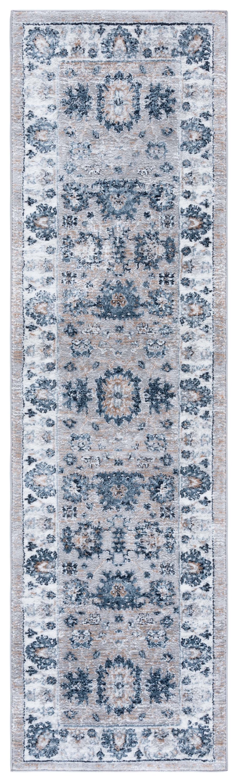 Safavieh Parker Blue-Grey Ivory Runner 2X7ft — Low Pile Turkish Power-Loomed Floral Rug, Durable Jute Blend PRK104N-27