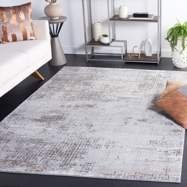 Safavieh Parker Contemporary 6X9 Rug In Grey Ivory-Gold — Turkish Power-Loomed, Polyester-Jute Blend, Low Pile PRK105F-6
