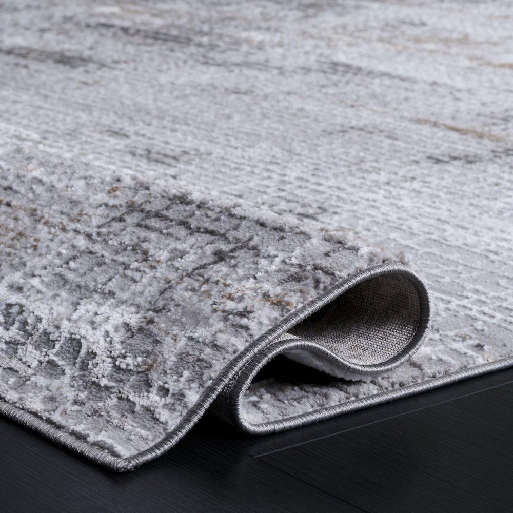 Safavieh Parker Contemporary 6X9 Rug In Grey Ivory-Gold — Turkish Power-Loomed, Polyester-Jute Blend, Low Pile PRK105F-6
