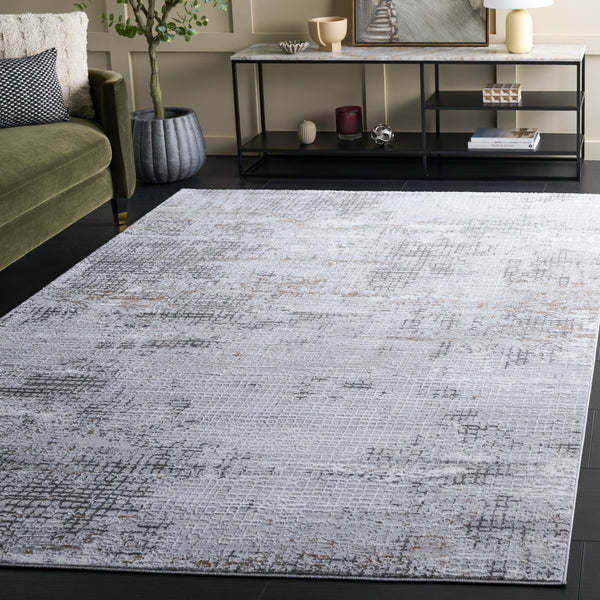 Safavieh Parker Contemporary 6X9 Rug In Grey Ivory-Gold — Turkish Power-Loomed, Polyester-Jute Blend, Low Pile PRK105F-6