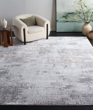 Safavieh Parker Contemporary 6X9 Rug In Grey Ivory-Gold — Turkish Power-Loomed, Polyester-Jute Blend, Low Pile PRK105F-6