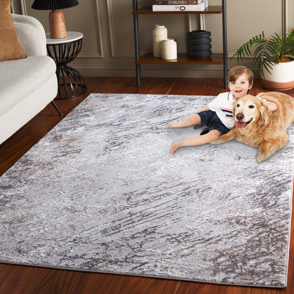 Safavieh Parker 6X9 Grey/Dark Grey Abstract Area Rug — Power-Loomed Turkey, 3/8" Pile, Durable Polyester-Jute Blend PRK106F-6