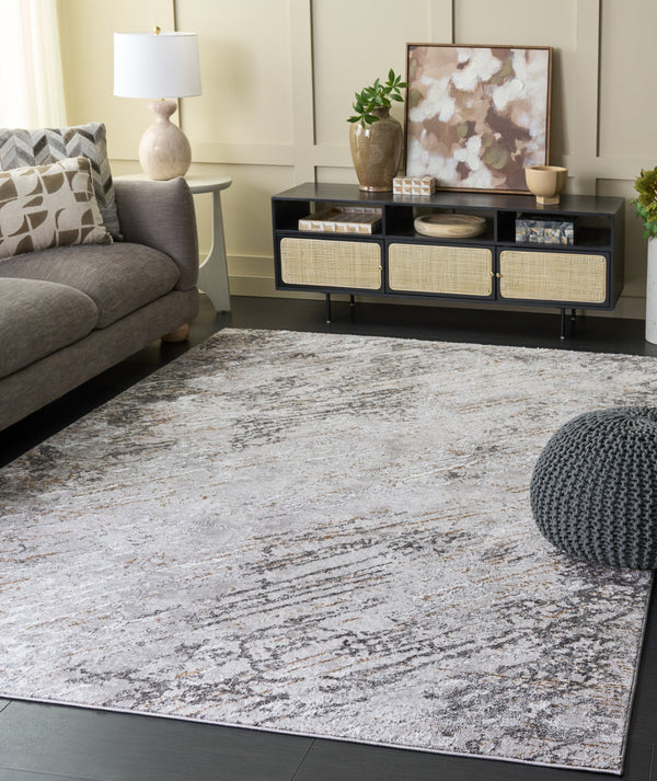 Safavieh Parker 6X9 Grey/Dark Grey Abstract Area Rug — Power-Loomed Turkey, 3/8" Pile, Durable Polyester-Jute Blend PRK106F-6