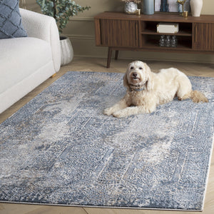 Safavieh Parker Modern Abstract Area Rug In Elegant Blue And Taupe - Perfect For Hallways And Entryways Blue ,Taupe 60% Polyester,40% Jute Prk115m-5