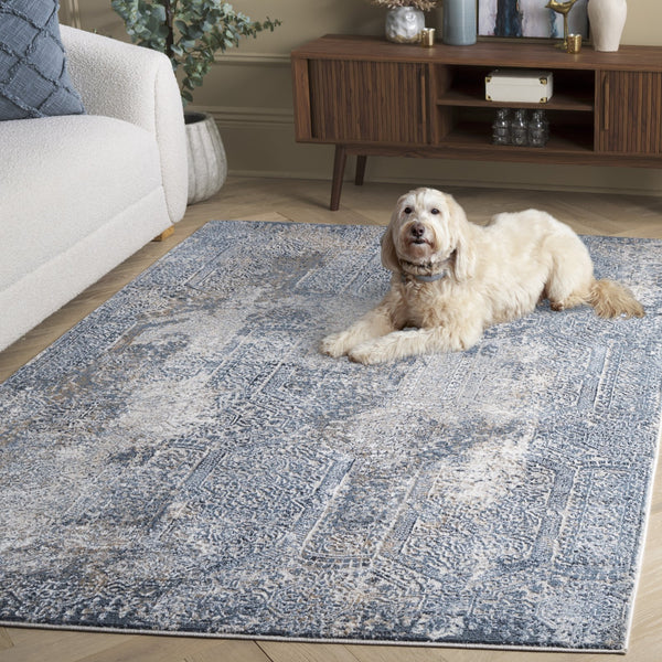 Safavieh Parker Modern Abstract Area Rug In Elegant Blue And Taupe - Perfect For Hallways And Entryways Blue ,Taupe 60% Polyester,40% Jute Prk115m-5