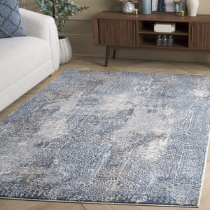 Safavieh Parker Modern Abstract Area Rug In Elegant Blue And Taupe - Perfect For Hallways And Entryways Blue ,Taupe 60% Polyester,40% Jute Prk115m-5