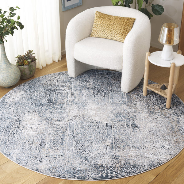 Safavieh Parker Modern Abstract Area Rug In Elegant Blue And Taupe - Perfect For Hallways And Entryways Blue ,Taupe 60% Polyester,40% Jute Prk115m-5