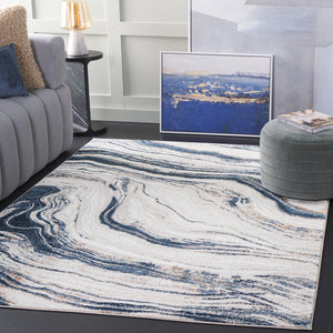 Safavieh Parker Area Rug: Plush Modern Accent In Elegant Ivory And Beige For Luxurious Home Decor Style Ivory ,Navy 60% Polyester,40% Jute Prk128m-7r