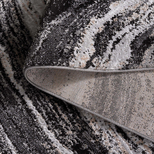 Safavieh Parker Marble-Inspired Black Ivory Gold Area Rug 6'X9' — Low Pile, Durable Power-Loomed Turkish Design PRK128Z-6