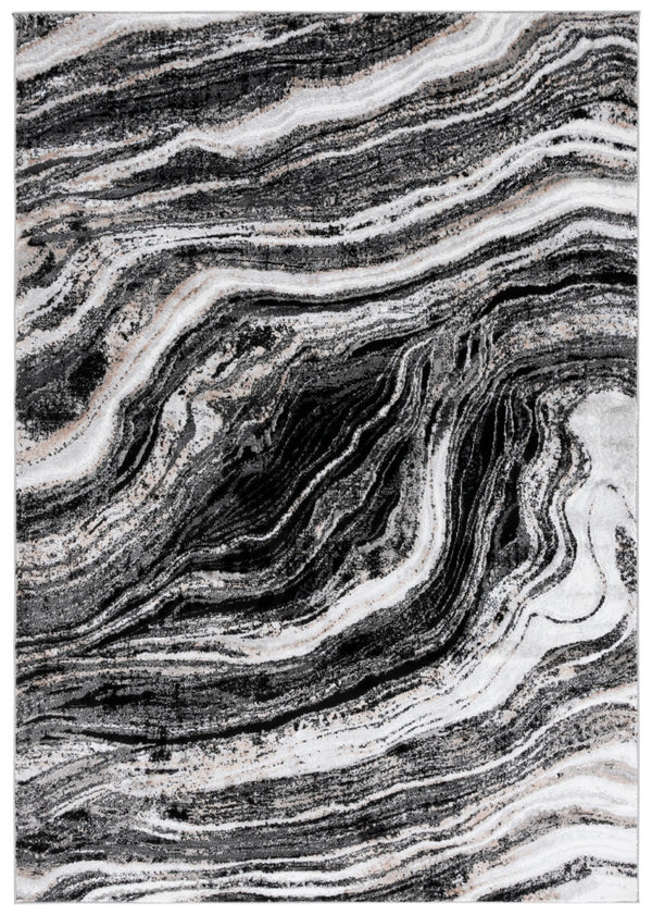 Safavieh Parker Exquisite Area Rug - Elegant Modern Design With Marble-inspired Patterns For Sophisticated Homes Black ,Ivory Gold 60% Polyester,40% Jute Prk128z-8