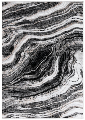 Safavieh Parker Marble-Inspired Black Ivory Gold Area Rug 6'X9' — Low Pile, Durable Power-Loomed Turkish Design PRK128Z-6