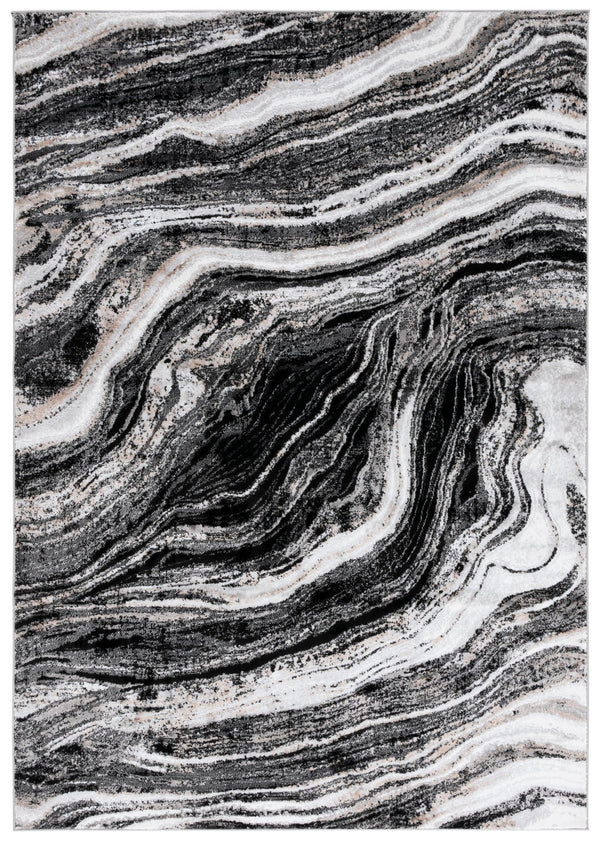 Safavieh Parker Marble-Inspired Black Ivory Gold Area Rug 6'X9' — Low Pile, Durable Power-Loomed Turkish Design PRK128Z-6
