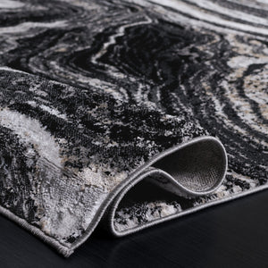 Safavieh Parker Marble-Inspired Black Ivory Gold Area Rug 6'X9' — Low Pile, Durable Power-Loomed Turkish Design PRK128Z-6