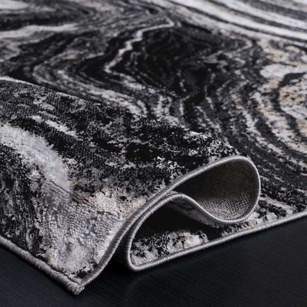 Safavieh Parker Marble-Inspired Black Ivory Gold Area Rug 6'X9' — Low Pile, Durable Power-Loomed Turkish Design PRK128Z-6