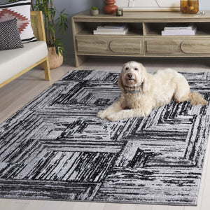 Safavieh Parker Contemporary Black And Grey Area Rug — Low-Profile Power-Loomed Jute-Poly Blend For Medium Rooms 6'-0" x 9'-0" PRK160Z-6