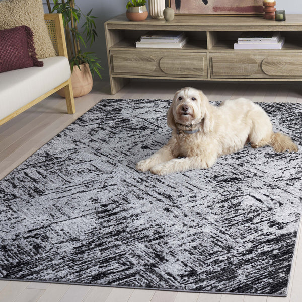 Safavieh Parker Black Grey 6X9 Area Rug — Power-Loomed 60% Polyester 40% Jute Low Pile 3/8" Modern Rug PRK166Z-6