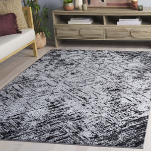 Safavieh Parker Black Grey 6X9 Area Rug — Power-Loomed 60% Polyester 40% Jute Low Pile 3/8" Modern Rug PRK166Z-6