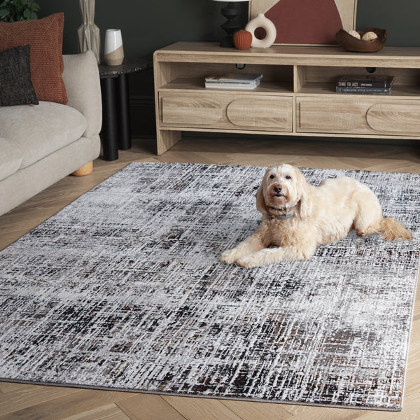 Safavieh Parker Modern Abstract Rug 7'9"X9'6" Grey Black Ivory — Power-Loomed Turkey, Polyester-Jute Blend PRK170H-8
