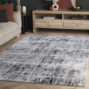 Safavieh Parker Modern Abstract Rug 7'9"X9'6" Grey Black Ivory — Power-Loomed Turkey, Polyester-Jute Blend PRK170H-8