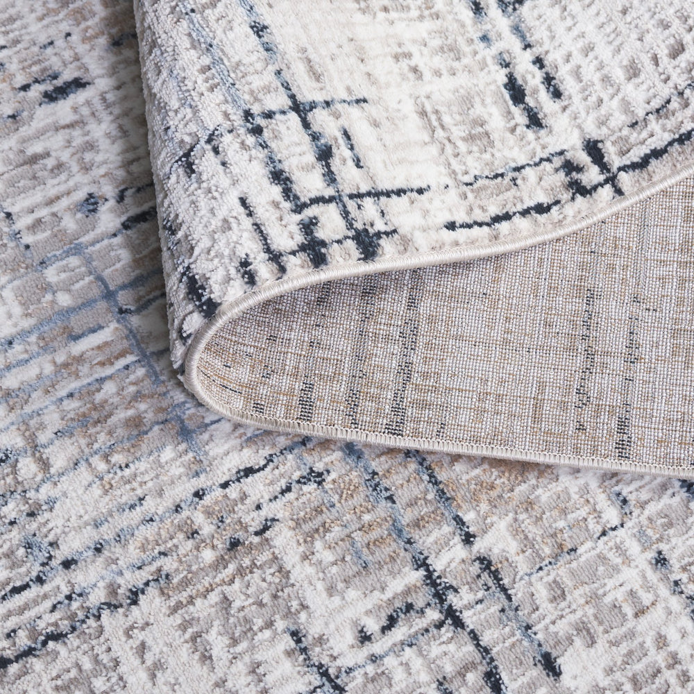 Safavieh Parker Modern Abstract 7X9 Rug In Grey & Ivory-Blue, Power-Loomed Jute-Poly Blend, Low Pile, Durable Elegance PRK172M-8