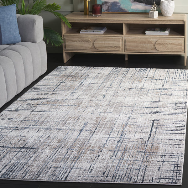 Safavieh Parker Modern Abstract 7X9 Rug In Grey & Ivory-Blue, Power-Loomed Jute-Poly Blend, Low Pile, Durable Elegance PRK172M-8