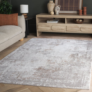 Safavieh Parker 182E Grey Taupe Ivory Area Rug 6X9 — Power-Loomed Turkey Craft, Low-Profile 3/8" Pile, Durable Stylish Rug PRK182E-6