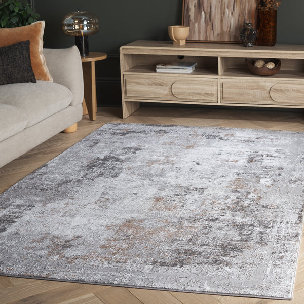 Safavieh Parker Low-Profile Grey & Ivory Area Rug 7'9"X9'6"—Power-Loomed Jute-Poly Blend, Durable Modern Style PRK182F-8