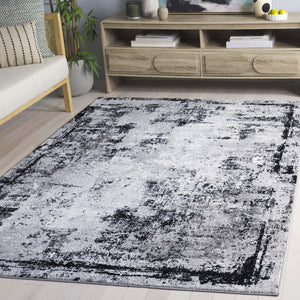 Safavieh Parker Power-Loomed 5'2"X7' Low-Pile Area Rug In Black & Grey — Abstract Modern Design, Durable PRK182Z-5