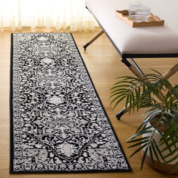 Safavieh Parker Contemporary Black & Ivory Grey Ombre Runner Rug — Low-Profile 3/8" Pile, Durable Jute-Poly Blend 2'-0" x 7'-0" PRK186H-27
