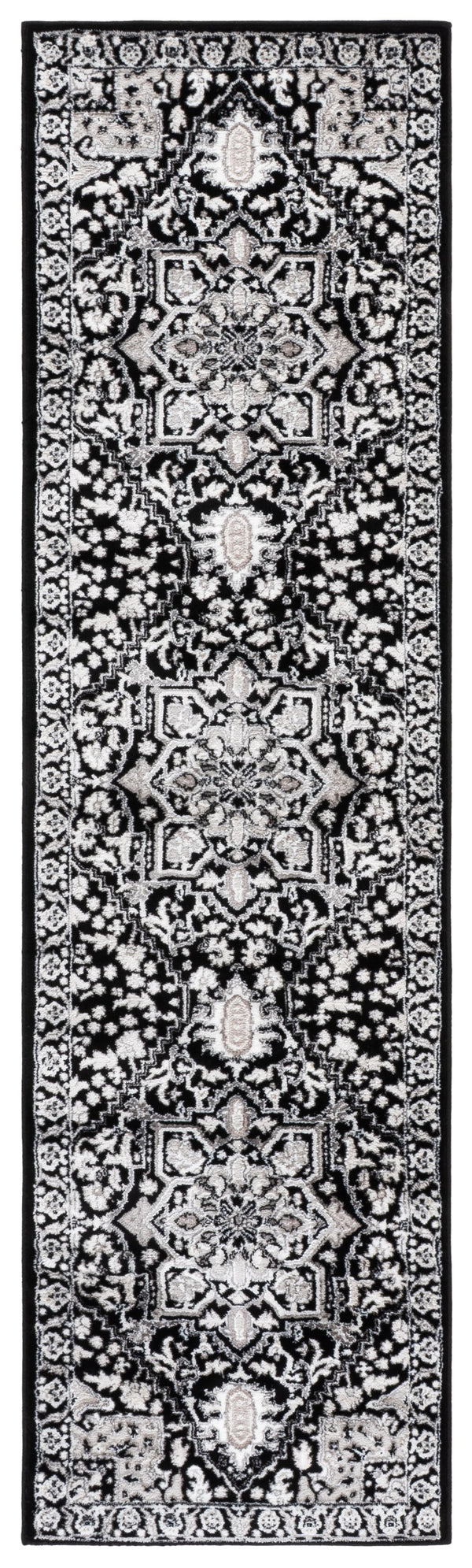 Safavieh Parker Contemporary Black & Ivory Grey Ombre Runner Rug — Low-Profile 3/8" Pile, Durable Jute-Poly Blend 2'-0" x 7'-0" PRK186H-27