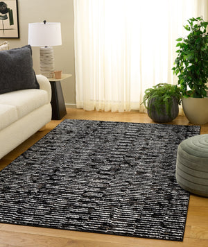 Safavieh Parker Modern Black And Ivory Area Rug — Low-Profile 3/8" Pile, Durable Power-Loomed Jute-Poly Blend 6'-0" x 9'-0" PRK192H-6