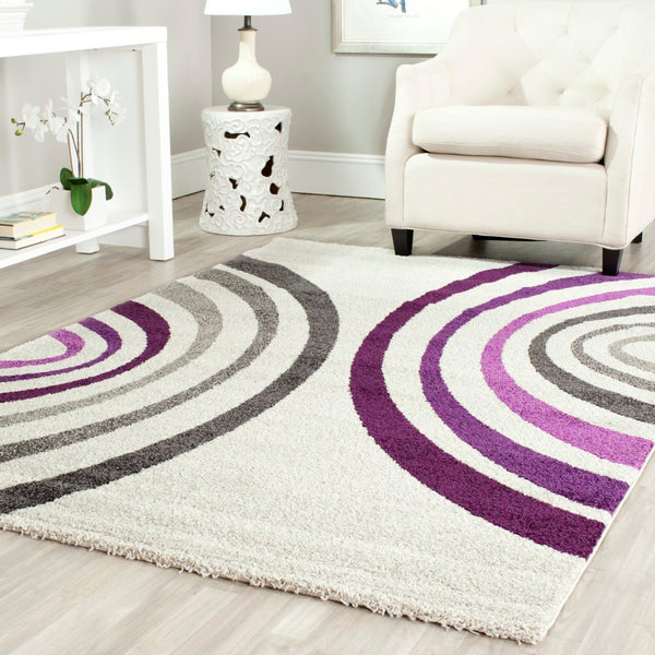 Safavieh Porcello Area Rug In Elegant Cream With Modern Grey And Purple Design - Perfect For Any Space Creme Polypropylene Pile Prl3522a-3