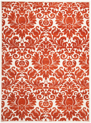 Safavieh Porcello Area Rug - Elegant Belgian Craftsmanship With Timeless Floral Design For Luxurious Comfort Red ,Ivory Polypropelene Prl3714e-4
