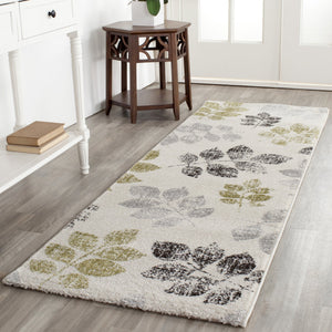 Safavieh Porcello Elegant Ivory Green Leaf Runner Rug - 2'4" X 6'7" - Durable, Soft & Versatile Décor Solution Ivory ,Green Polypropylene Pile Prl3729a-27