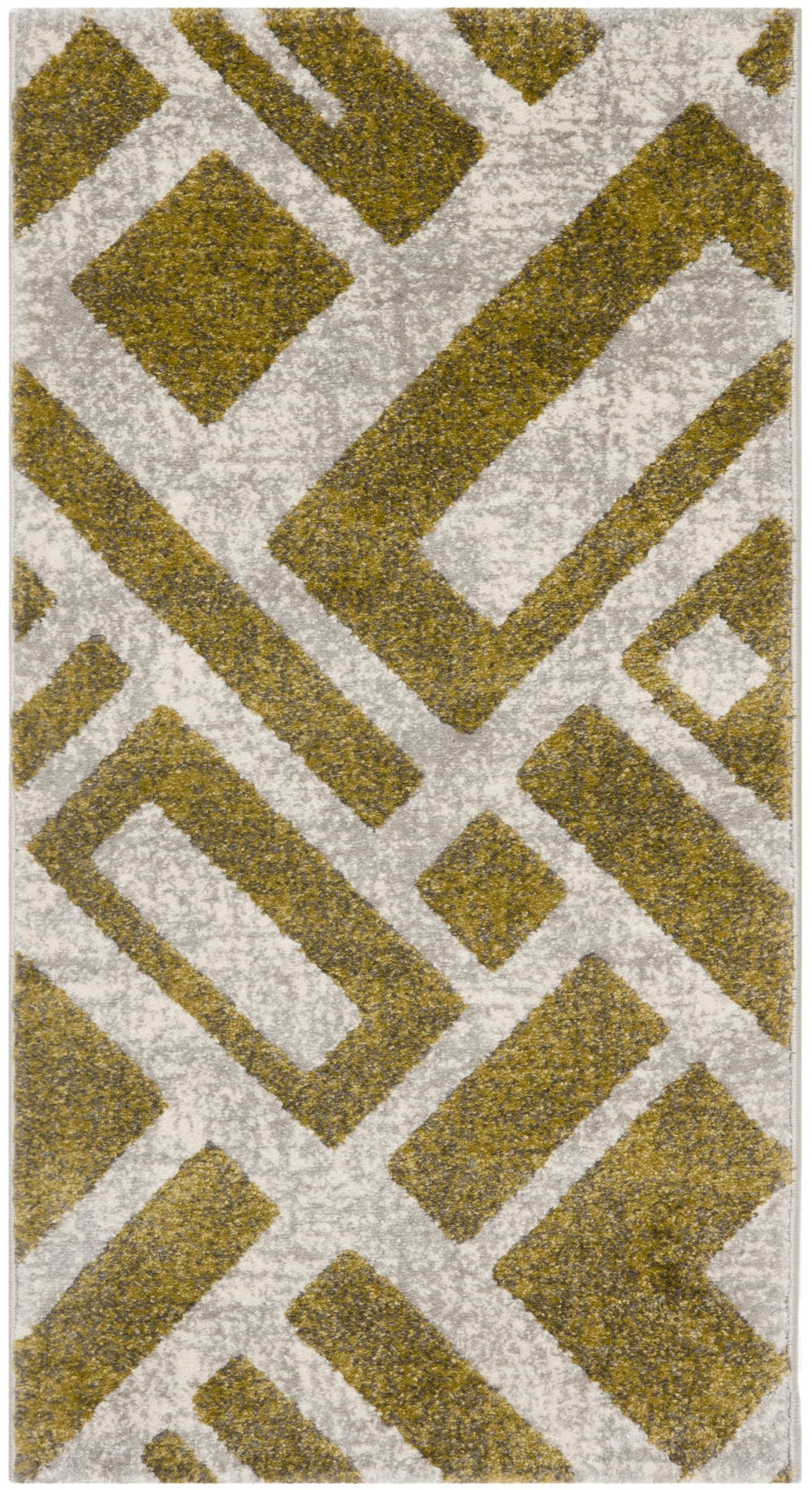 Safavieh Porcello Area Rug - Modern Geometric Design In Elegant Shades Of Green And Ivory For Stylish Interiors Ivory Polypropylene Pile Prl3730a-4