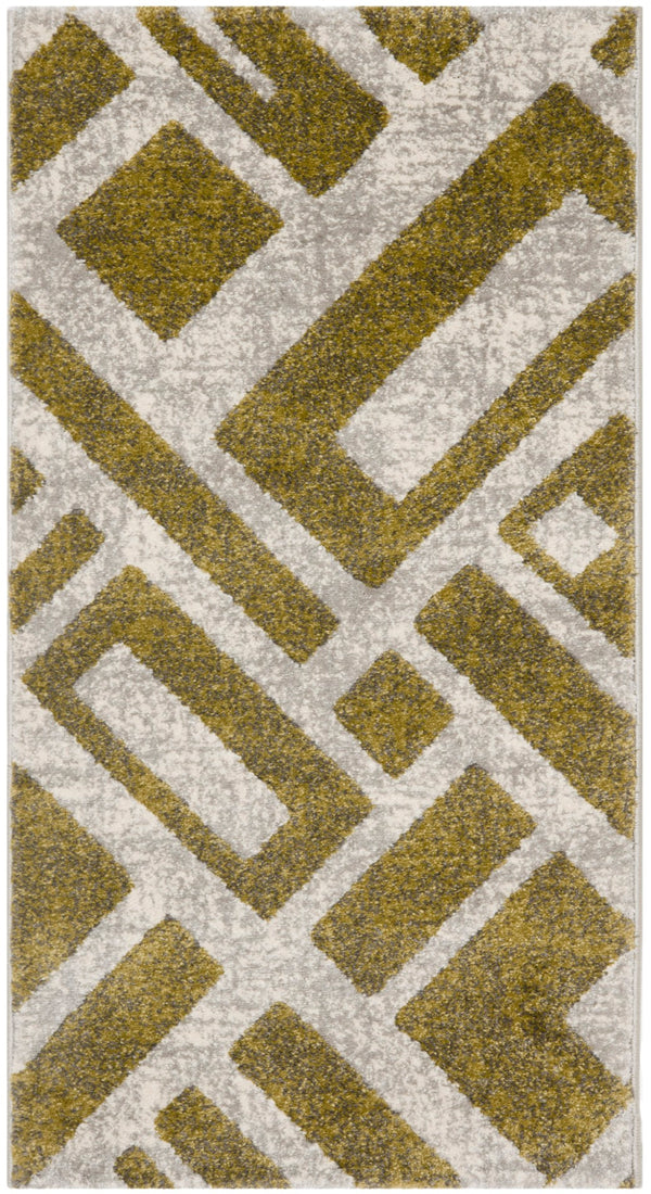 Safavieh Porcello Area Rug - Modern Geometric Design In Elegant Shades Of Green And Ivory For Stylish Interiors Ivory Polypropylene Pile Prl3730a-4