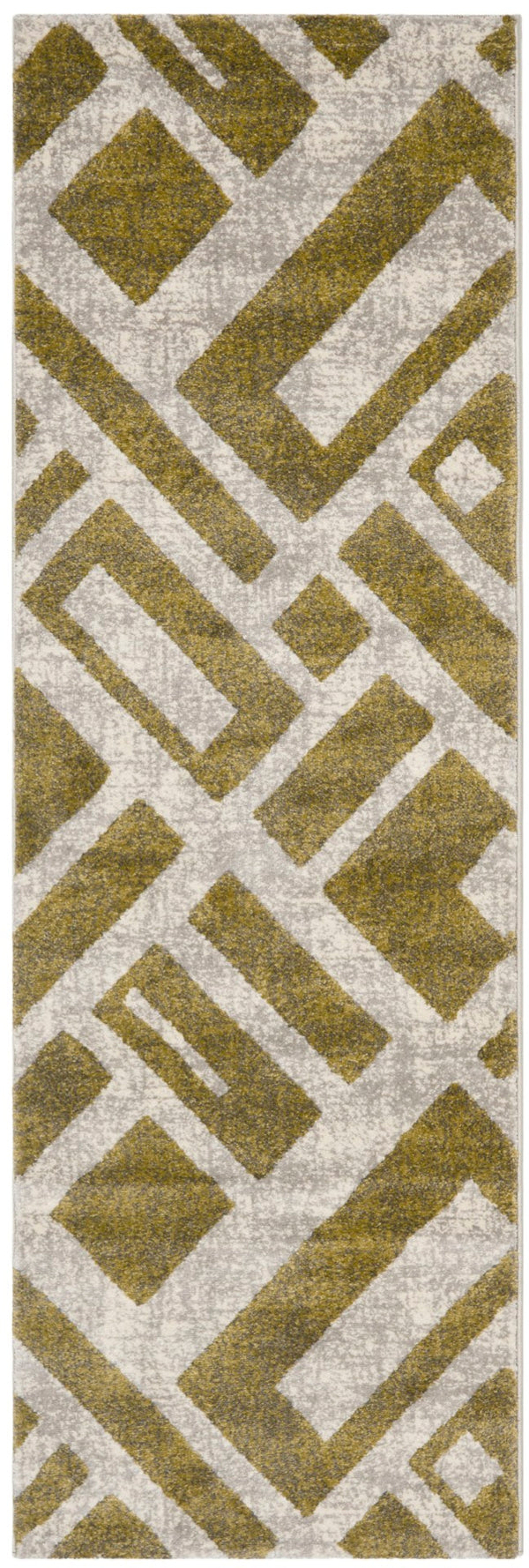 Safavieh Porcello Area Rug - Modern Geometric Design In Elegant Shades Of Green And Ivory For Stylish Interiors Ivory Polypropylene Pile Prl3730a-4