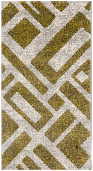 Safavieh Porcello Area Rug - Modern Geometric Design In Elegant Shades Of Green And Ivory For Stylish Interiors Ivory Polypropylene Pile Prl3730a-4