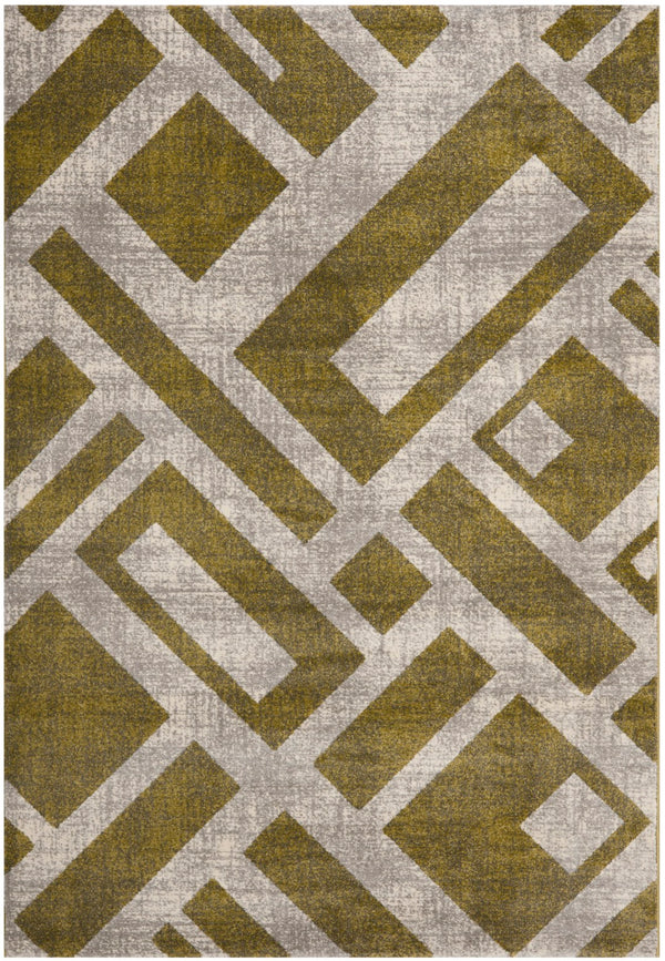 Safavieh Porcello Area Rug - Modern Geometric Design In Elegant Shades Of Green And Ivory For Stylish Interiors Ivory Polypropylene Pile Prl3730a-4