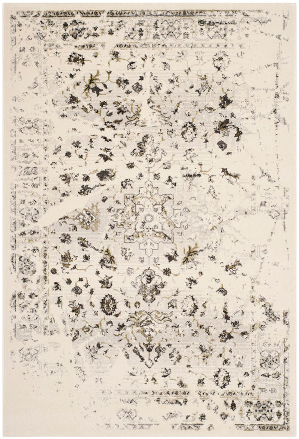 Safavieh Porcello Elegant Floral Area Rug - Timeless Design With Soft Polypropylene For Effortless Style Ivory ,Light Grey Polypropylene Pile Prl3743b-6