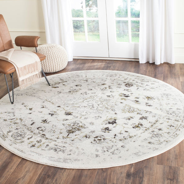 Safavieh Porcello Elegant Floral Area Rug - Timeless Design With Soft Polypropylene For Effortless Style Ivory ,Light Grey Polypropylene Pile Prl3743b-6