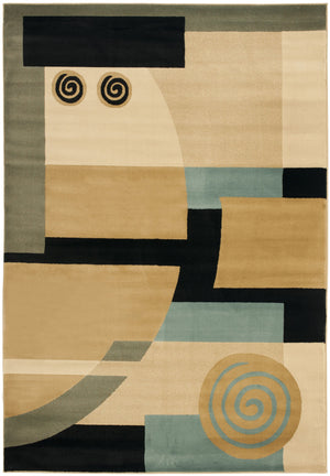 Safavieh Prl 6843-9091 Black Multi Area Rug - Modern Elegance With Durable Design & Vibrant Spirals, 5'3"X7'7" Black ,Multi Polypropylene Prl6843-9091-5