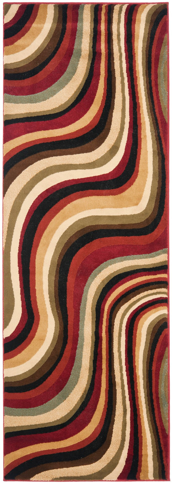 Safavieh Prl Exquisite Turkish Area Rug - Bold Waves Design For Sophisticated Living Spaces And Comfort Red ,Multi Polypropelene Pile Prl6855-4091-4