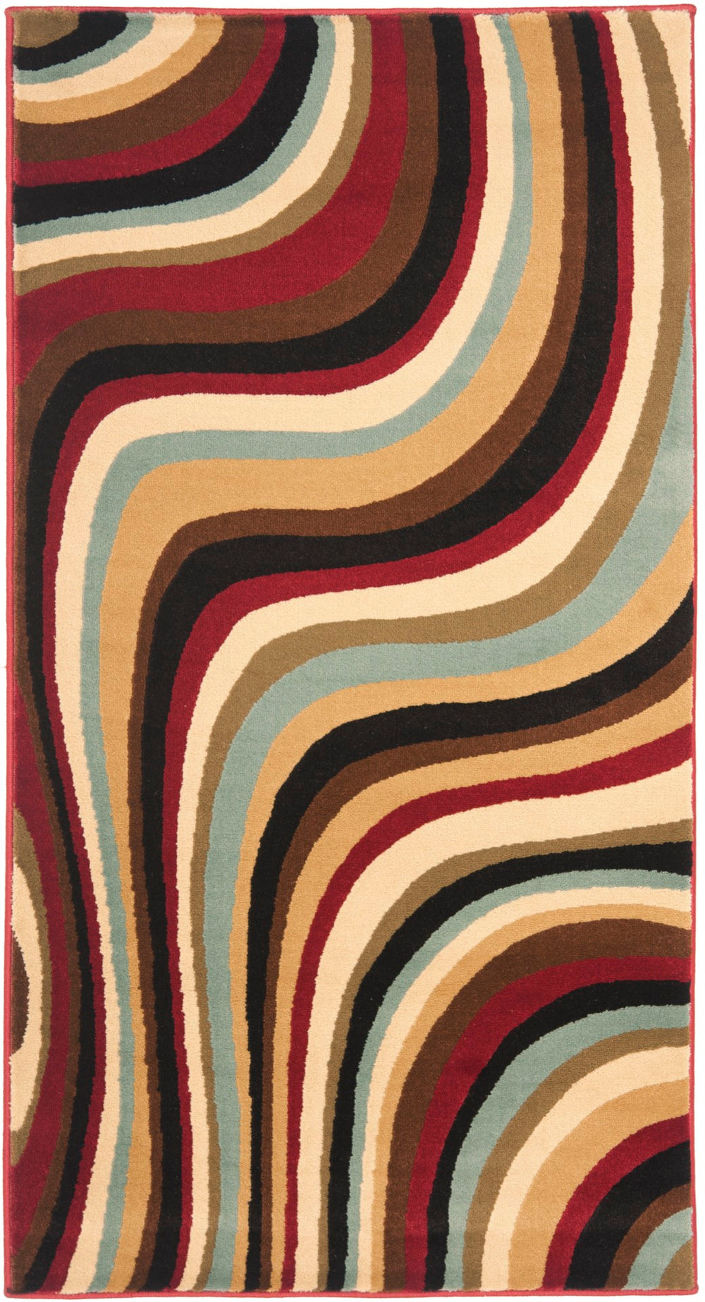 Safavieh Prl Exquisite Turkish Area Rug - Bold Waves Design For Sophisticated Living Spaces And Comfort Red ,Multi Polypropelene Pile Prl6855-4091-4