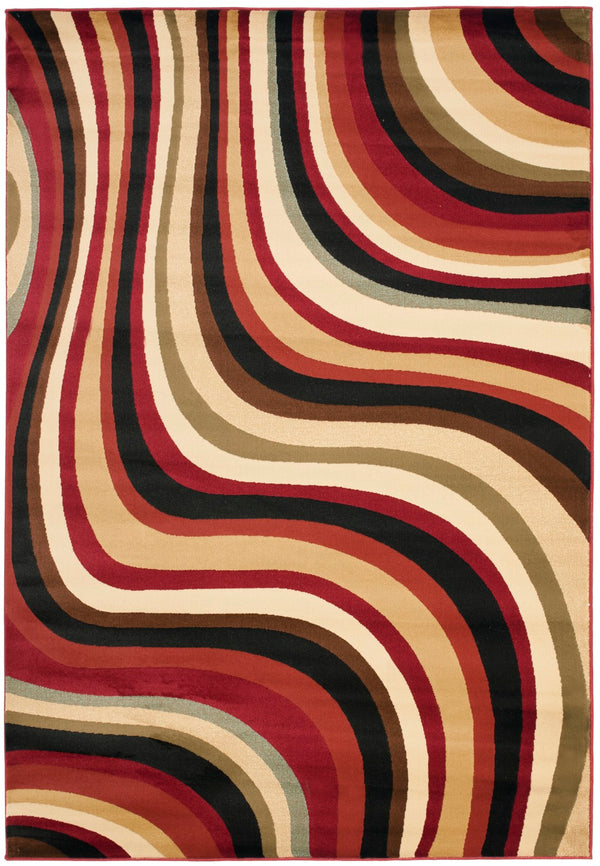 Safavieh Prl Exquisite Turkish Area Rug - Bold Waves Design For Sophisticated Living Spaces And Comfort Red ,Multi Polypropelene Pile Prl6855-4091-4