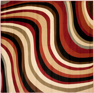 Safavieh Prl Exquisite Turkish Area Rug - Bold Waves Design For Sophisticated Living Spaces And Comfort Red ,Multi Polypropelene Pile Prl6855-4091-4