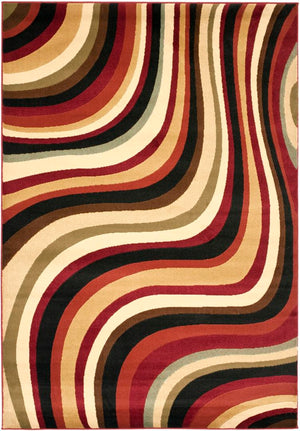 Safavieh Prl Exquisite Turkish Area Rug - Bold Waves Design For Sophisticated Living Spaces And Comfort Red ,Multi Polypropelene Pile Prl6855-4091-4