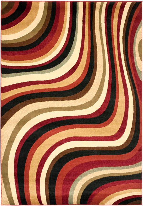 Safavieh Prl Exquisite Turkish Area Rug - Bold Waves Design For Sophisticated Living Spaces And Comfort Red ,Multi Polypropelene Pile Prl6855-4091-4