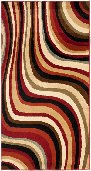 Safavieh Prl Exquisite Turkish Area Rug - Bold Waves Design For Sophisticated Living Spaces And Comfort Red ,Multi Polypropelene Pile Prl6855-4091-4